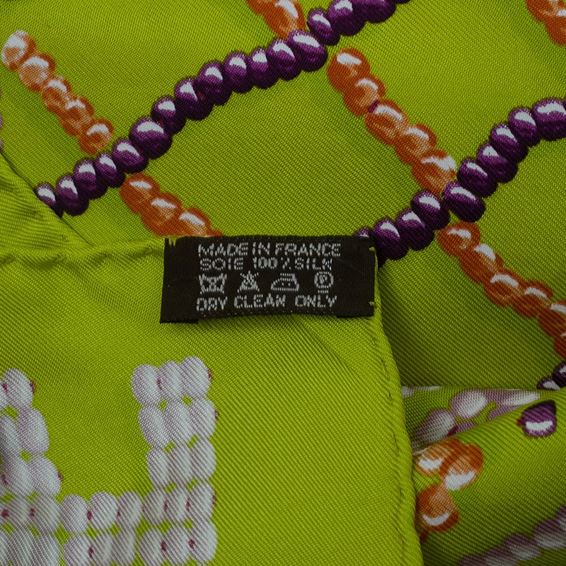 Hermes Lime Green Silk Kelly En Perles Giant Square Scarf For Women 8 Hermes Lime Green Silk Kelly En Perles Giant Square Scarf For Women - Image 6