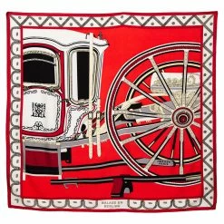 Hermes Hermès Red Balade En Berline Silk Scarf For Women