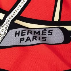 Hermes Hermès Red Balade En Berline Silk Scarf For Women -Deals Hermes Store luxury women hermes used accessories p519064 006