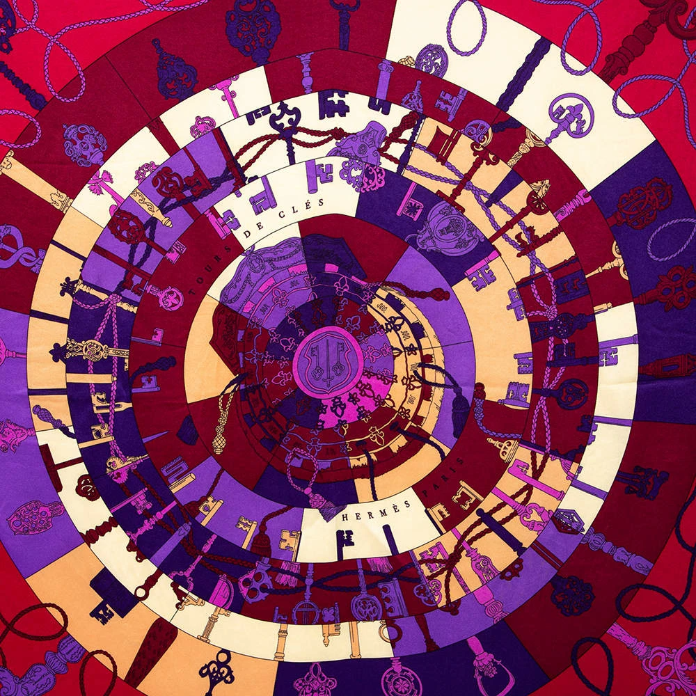 Hermes Hermès Purple Tours De Cles Silk Scarf For Women 5 Hermes Hermès Purple Tours De Cles Silk Scarf For Women - Image 3