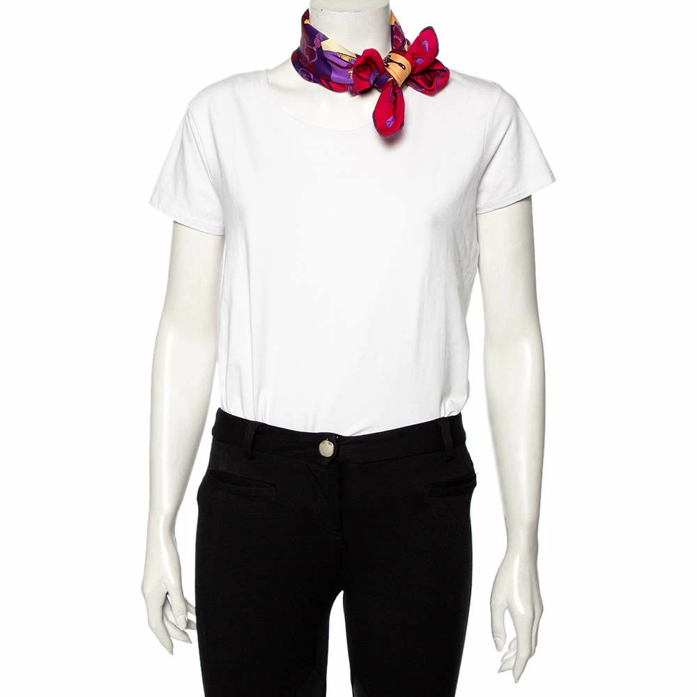 Hermes Hermès Purple Tours De Cles Silk Scarf For Women 4 Hermes Hermès Purple Tours De Cles Silk Scarf For Women - Image 2