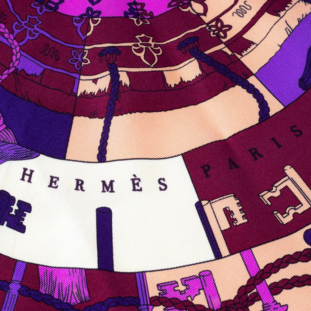 Hermes Hermès Purple Tours De Cles Silk Scarf For Women 6 Hermes Hermès Purple Tours De Cles Silk Scarf For Women - Image 4