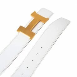 Hermes Blanc/Gold Epsom And Swift Leather Reversible Constance Belt 80 CM For Women -Deals Hermes Store luxury women hermes used accessories p519429 005