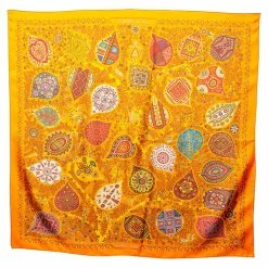 Hermes Hermès Orange L' Arbre De Vie Silk Scarf For Women