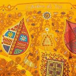 Hermes Hermès Orange L' Arbre De Vie Silk Scarf For Women -Deals Hermes Store luxury women hermes used accessories p521531 005