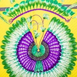 Hermes Hermès Yellow Brazil Plisse Silk Scarf For Women -Deals Hermes Store luxury women hermes used accessories p521572 004