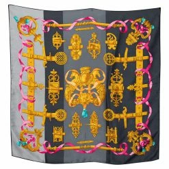 Hermes Multicolor Ferronnerie Silk Square Scarf For Women