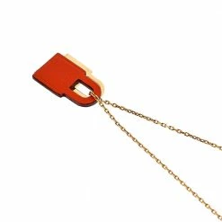 Hermes Hermès Orange Swift Leather Small O'Kelly Pendant Necklace For Women 12 Hermes Hermès Orange Swift Leather Small O'Kelly Pendant Necklace For Women -Deals Hermes Store luxury women hermes used accessories p526198 001
