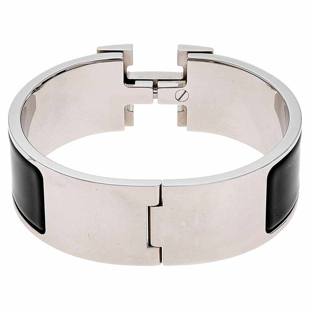Hermes Black Enamel Palladium Plated Clic Clac H Bracelet PM For Women 7 Hermes Black Enamel Palladium Plated Clic Clac H Bracelet PM For Women - Image 5