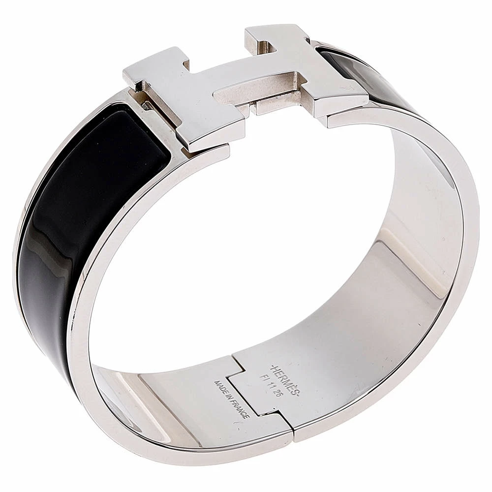 Hermes Black Enamel Palladium Plated Clic Clac H Bracelet PM For Women 4 Hermes Black Enamel Palladium Plated Clic Clac H Bracelet PM For Women - Image 2