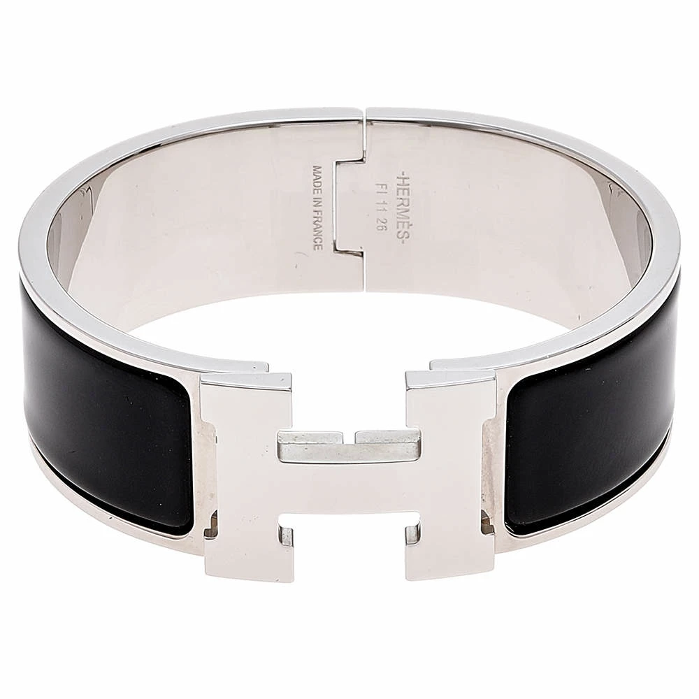 Hermes Black Enamel Palladium Plated Clic Clac H Bracelet PM For Women 6 Hermes Black Enamel Palladium Plated Clic Clac H Bracelet PM For Women - Image 4
