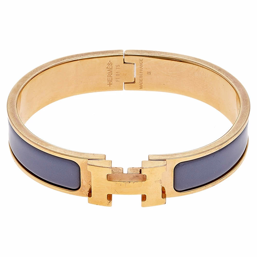 Hermes Clic H Gold Plate Lavender Enamel Cuff Bracelet PM For Women 3 Hermes Clic H Gold Plate Lavender Enamel Cuff Bracelet PM For Women