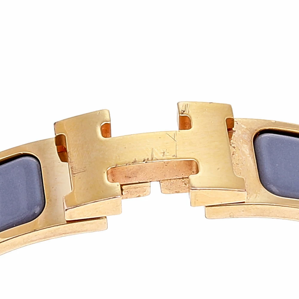 Hermes Clic H Gold Plate Lavender Enamel Cuff Bracelet PM For Women 5 Hermes Clic H Gold Plate Lavender Enamel Cuff Bracelet PM For Women - Image 3