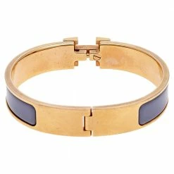 Hermes Clic H Gold Plate Lavender Enamel Cuff Bracelet PM For Women 15 Hermes Clic H Gold Plate Lavender Enamel Cuff Bracelet PM For Women -Deals Hermes Store luxury women hermes used accessories p529183 006