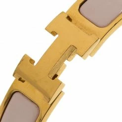 Hermes Clic Clac H Pink Enamel Gold Plated Bracelet For Women -Deals Hermes Store luxury women hermes used accessories p53101 005