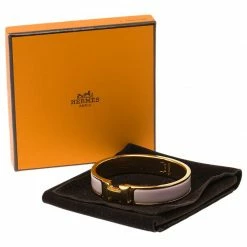 Hermes Clic Clac H Pink Enamel Gold Plated Bracelet For Women -Deals Hermes Store luxury women hermes used accessories p53101 007