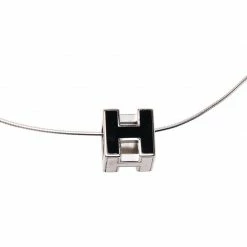 Hermes Cage D'H Black Laquered Pendant Necklace For Women