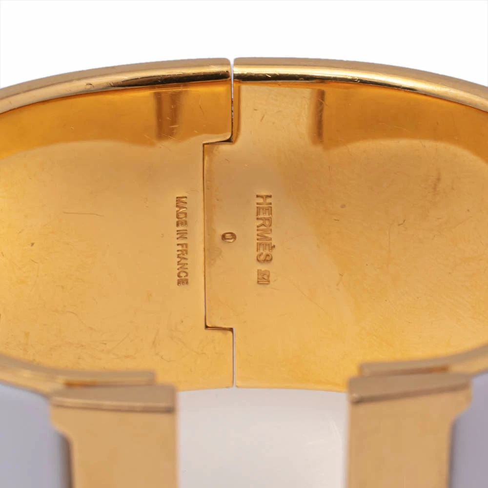 Hermes Hermès Clic Clac H Extra Wide White Enamel Gold Plated Bracelet PM For Women 9 Hermes Hermès Clic Clac H Extra Wide White Enamel Gold Plated Bracelet PM For Women - Image 7