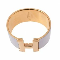Hermes Hermès Clic Clac H Extra Wide White Enamel Gold Plated Bracelet PM For Women 14 Hermes Hermès Clic Clac H Extra Wide White Enamel Gold Plated Bracelet PM For Women -Deals Hermes Store luxury women hermes used accessories p531275 002