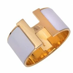Hermes Hermès Clic Clac H Extra Wide White Enamel Gold Plated Bracelet PM For Women 12 Hermes Hermès Clic Clac H Extra Wide White Enamel Gold Plated Bracelet PM For Women -Deals Hermes Store luxury women hermes used accessories p531275 005
