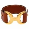 Hermes Pavane Brown Leather Gold Plated Bracelet S For Women -Deals Hermes Store luxury women hermes used accessories p534115 003