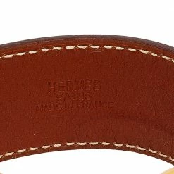 Hermes Pavane Brown Leather Gold Plated Bracelet S For Women -Deals Hermes Store luxury women hermes used accessories p534115 004