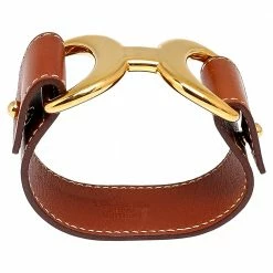 Hermes Pavane Brown Leather Gold Plated Bracelet S For Women -Deals Hermes Store luxury women hermes used accessories p534115 006