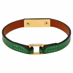 Hermes Micro Rivale Green Leather Bracelet S For Women -Deals Hermes Store luxury women hermes used accessories p534124 005
