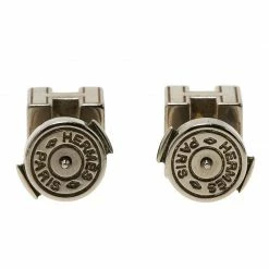 Hermes Cage D'H White Enamel Palladium Plated Earrings For Women -Deals Hermes Store luxury women hermes used accessories p53490 005
