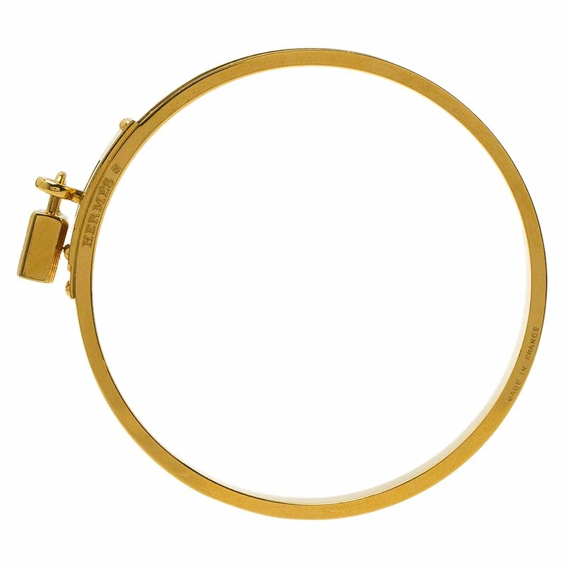 Hermes Kelly Blue Leather And Gold Plated Metal Bangle Bracelet For Women 6 Hermes Kelly Blue Leather And Gold Plated Metal Bangle Bracelet For Women - Image 4