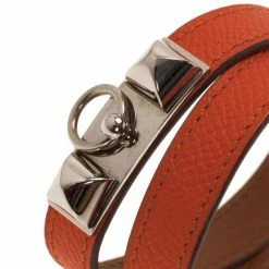 Hermes Rivale Double Tour Orange Bracelet M For Women -Deals Hermes Store luxury women hermes used accessories p5415 004
