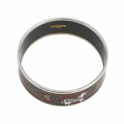 Hermes Hermès Red Grand Apparat Enamel Palladium Plated Wide Bangle Bracelet For Women -Deals Hermes Store luxury women hermes used accessories p542738 008