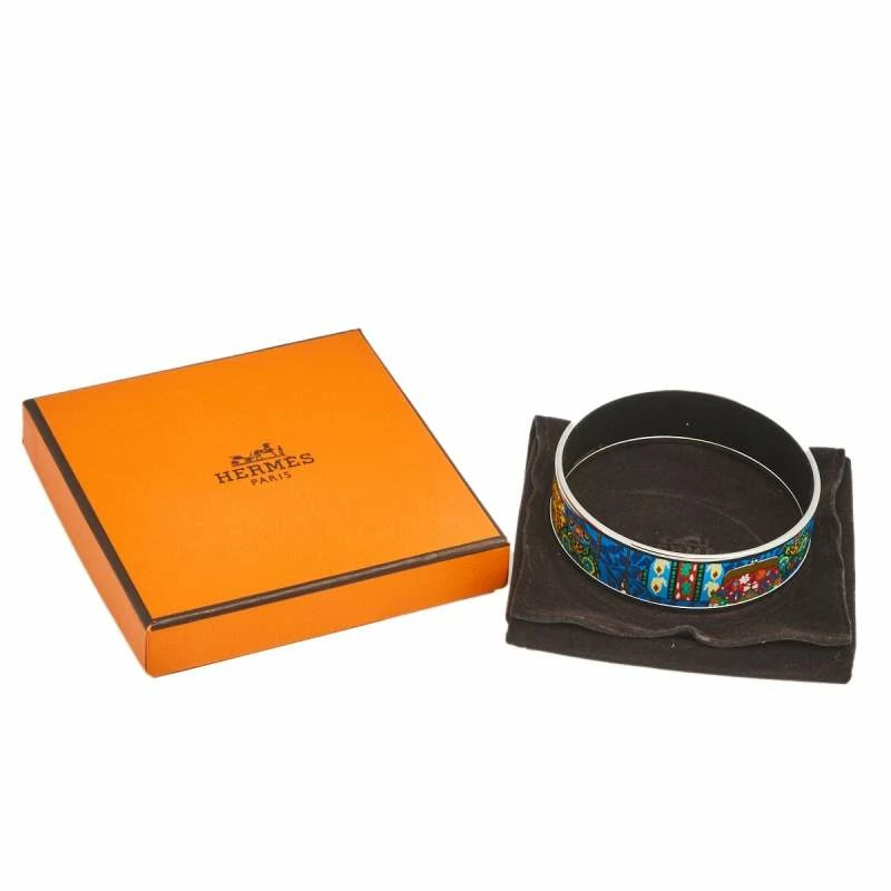 Hermes Hermès Multicolor Cachemire De Tamara Enamel Palladium Plated Bangle Bracelet For Women 9 Hermes Hermès Multicolor Cachemire De Tamara Enamel Palladium Plated Bangle Bracelet For Women - Image 7