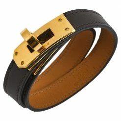 Hermes Hermès Brown Leather Kelly Double Tour Bracelet S For Women -Deals Hermes Store luxury women hermes used accessories p543136 003