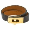 Hermes Hermès Brown Leather Kelly Double Tour Bracelet S For Women