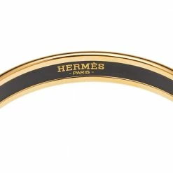 Hermes Hermès Calèche Green Enamel Gold Plated Bangle Bracelet For Women -Deals Hermes Store luxury women hermes used accessories p543585 001