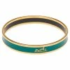 Hermes Hermès Calèche Green Enamel Gold Plated Bangle Bracelet For Women -Deals Hermes Store luxury women hermes used accessories p543585 002