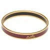 Hermes Hermès Calèche Mauve Enamel Gold Plated Bangle Bracelet For Women -Deals Hermes Store luxury women hermes used accessories p543595 002