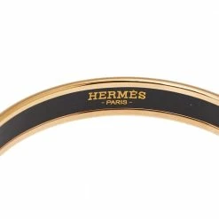 Hermes Hermès Multicolor Printed Enamel Gold Plated Bangle Bracelet For Women -Deals Hermes Store luxury women hermes used accessories p543628 002