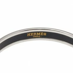 Hermes Hermès Black Engraved Enamel Sellier Narrow Bracelet For Women -Deals Hermes Store luxury women hermes used accessories p543639 001