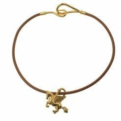 Hermes Hermès Pegasus Gold Plated Cadena Pendant Necklace For Women