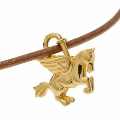 Hermes Hermès Pegasus Gold Plated Cadena Pendant Necklace For Women -Deals Hermes Store luxury women hermes used accessories p54429 003
