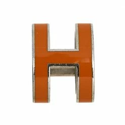 Hermes Pop H Palladium Plated Orange Lacquer Pendant For Women -Deals Hermes Store luxury women hermes used accessories p554788 002