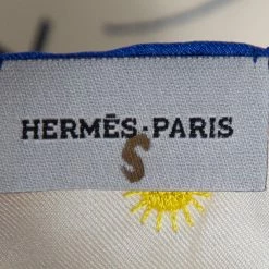 Hermes Hermès Cream Embroidered & Printed Calligram Silk Scarf For Women -Deals Hermes Store luxury women hermes used accessories p556243 002