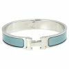 Hermes Hermès Clic H Palladium Plated Grey Enamel Narrow Bracelet For Women -Deals Hermes Store luxury women hermes used accessories p556291 002