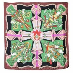 Hermes Hermès Multicolor Bouquets Sellier Silk Scarf For Women