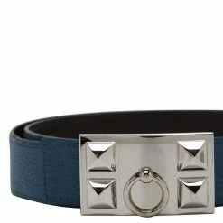 Hermes Herme`s Blue Collier De Chien Leather Strap Buckle Belt 85 CM For Women -Deals Hermes Store luxury women hermes used accessories p560970 008