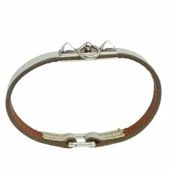 Hermes Hermès Grey Leather Palladium Plated Micro Rivale Bracelet M For Women 13 Hermes Hermès Grey Leather Palladium Plated Micro Rivale Bracelet M For Women -Deals Hermes Store luxury women hermes used accessories p561823 005