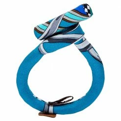 Hermes Hermès Blue Petit H Silk Bracelet For Women -Deals Hermes Store luxury women hermes used accessories p564109 003