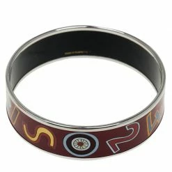 Hermes Wide Multicolor Printed Enamel Bangle Bracelet For Women